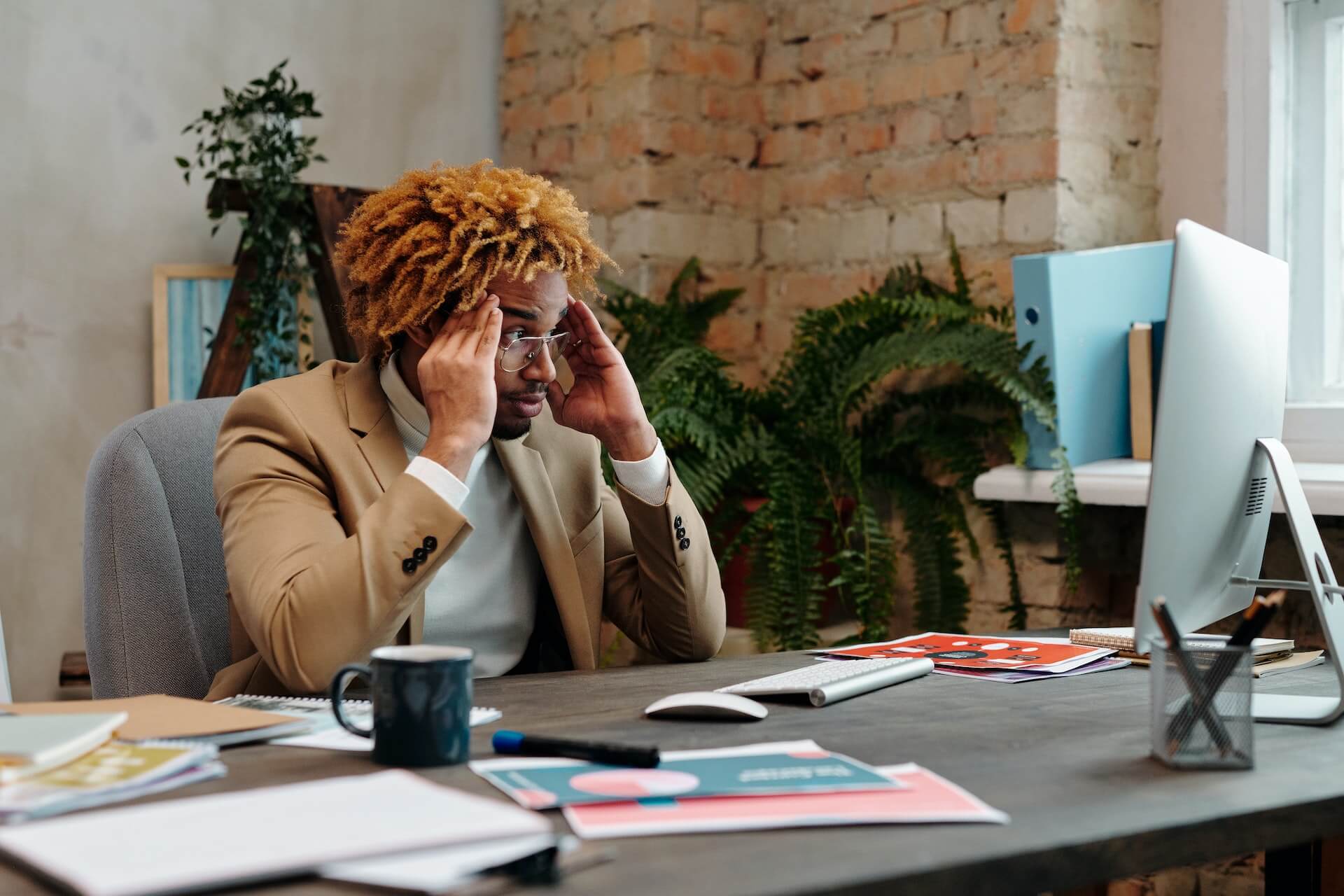 ADHD office worker struggling with focus and concentration