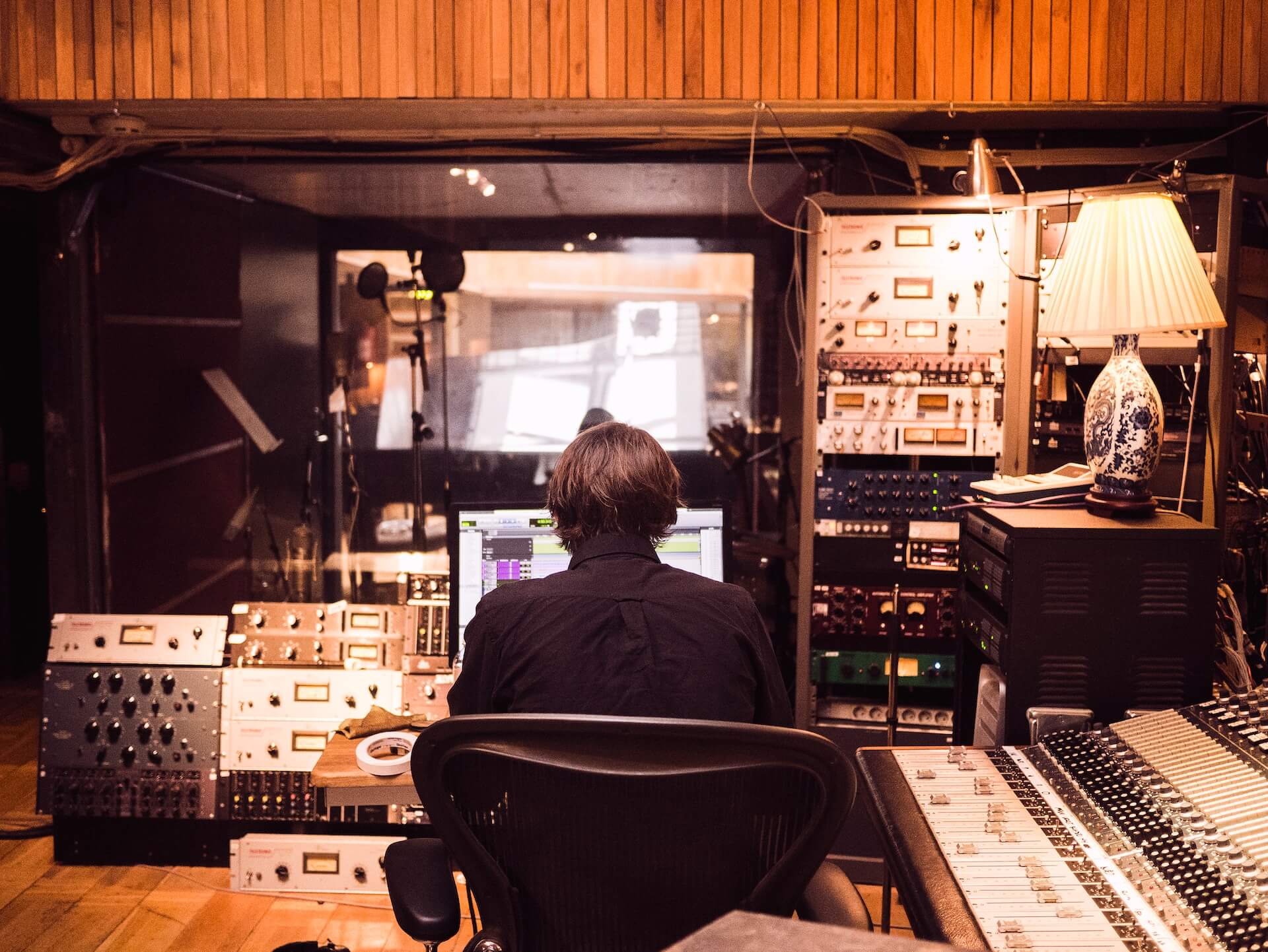 Musical producer in a state of hyperfocus