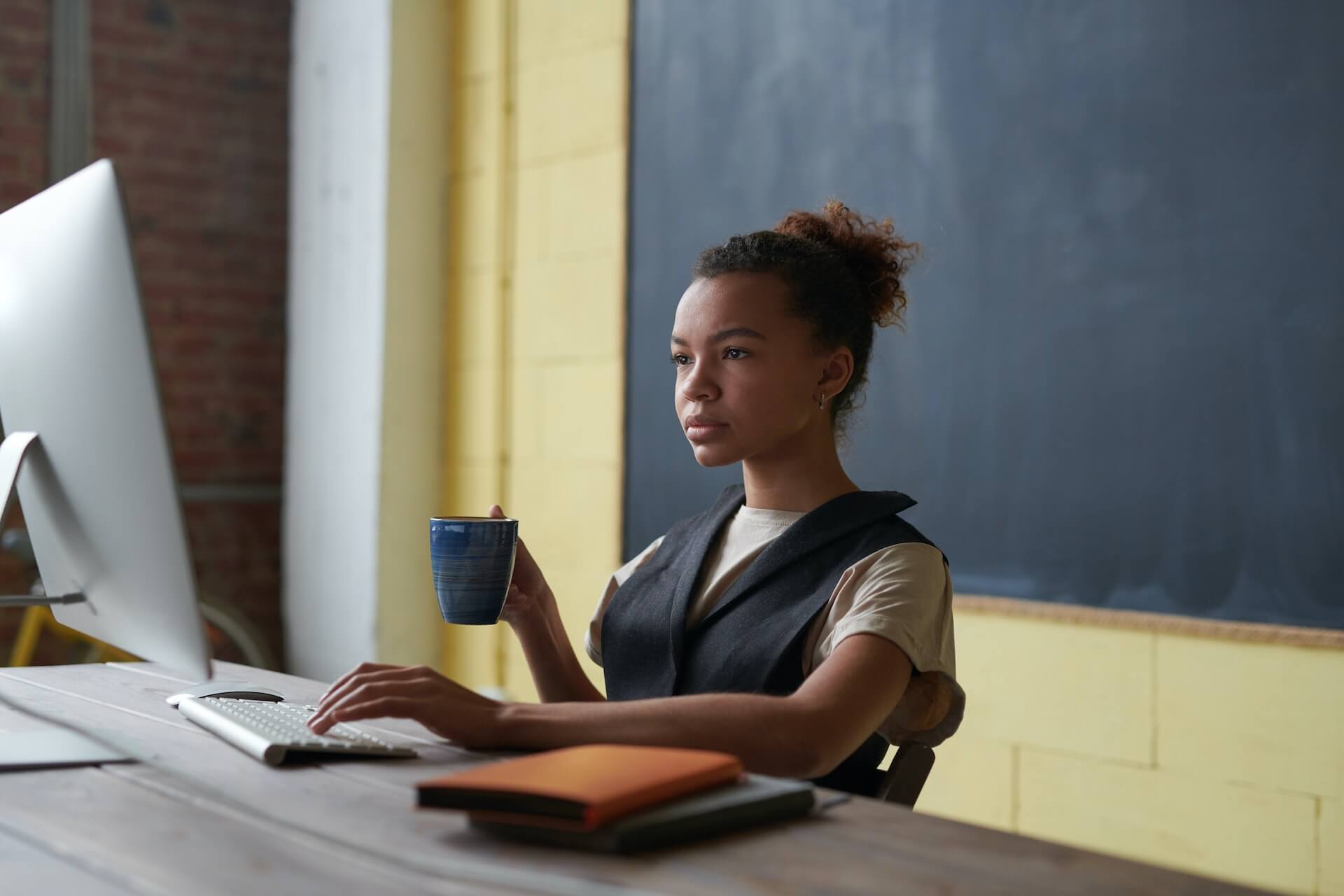 person focused on their computer