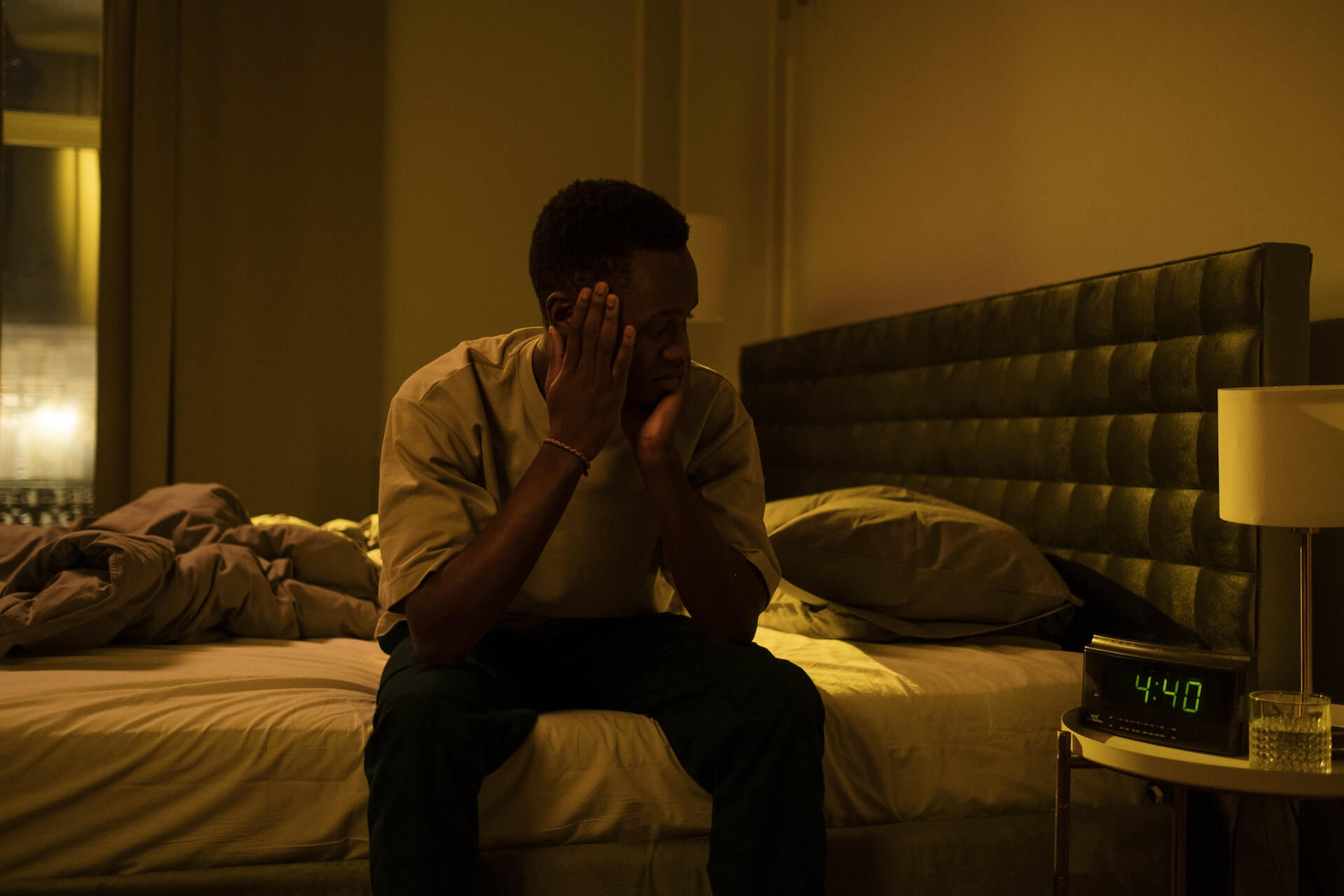 person restless at night