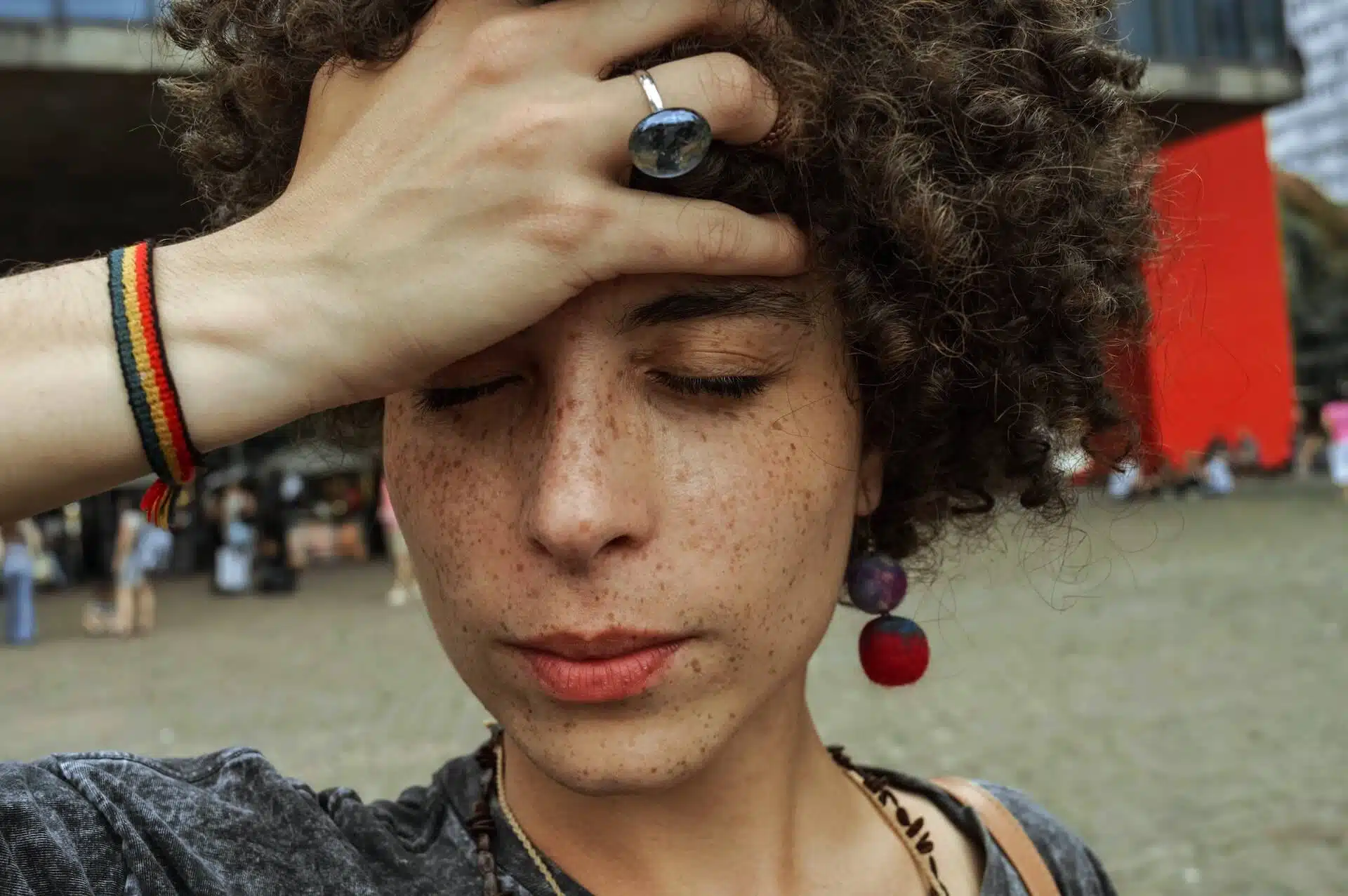 stressed woman on the street